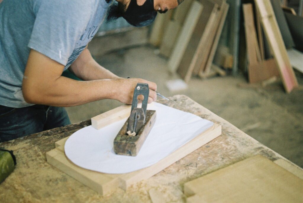 Wood worker working on a project