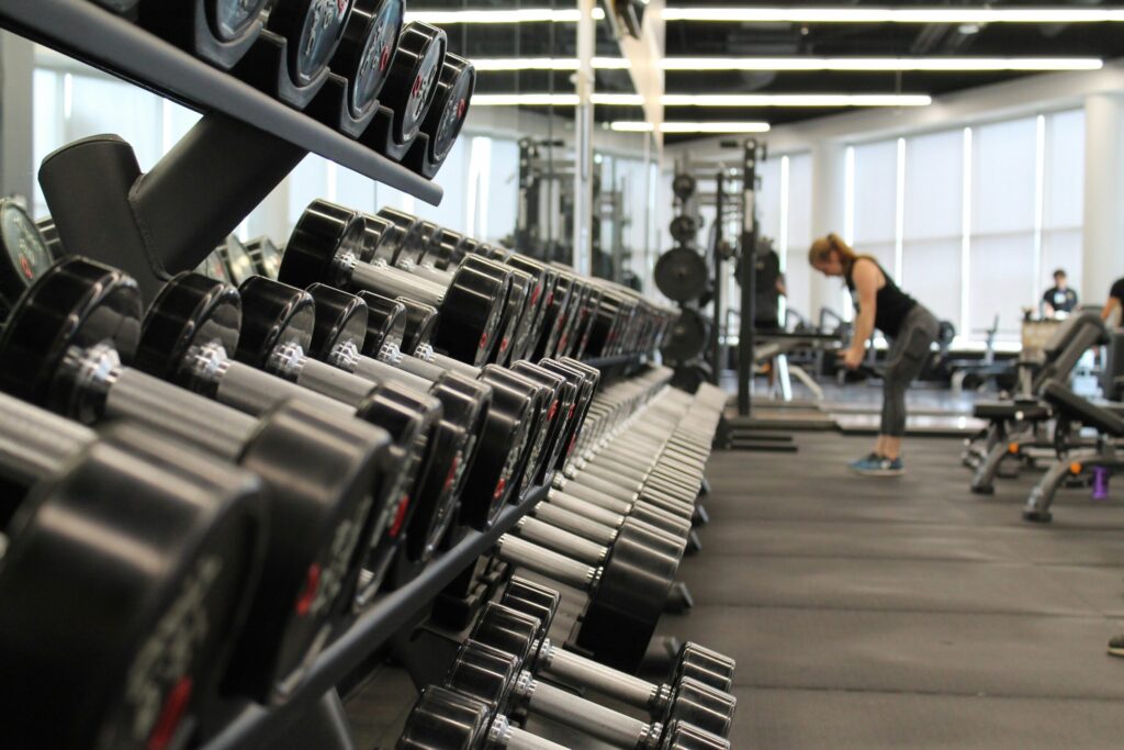 Fitness Studio showing a row of dumbells