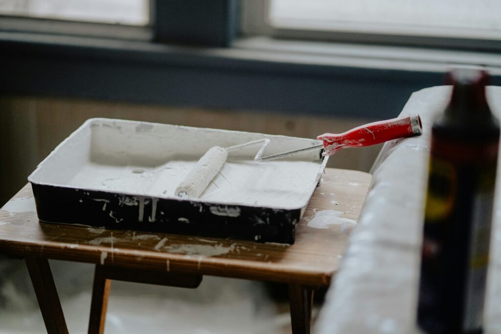 Paint tray on a table