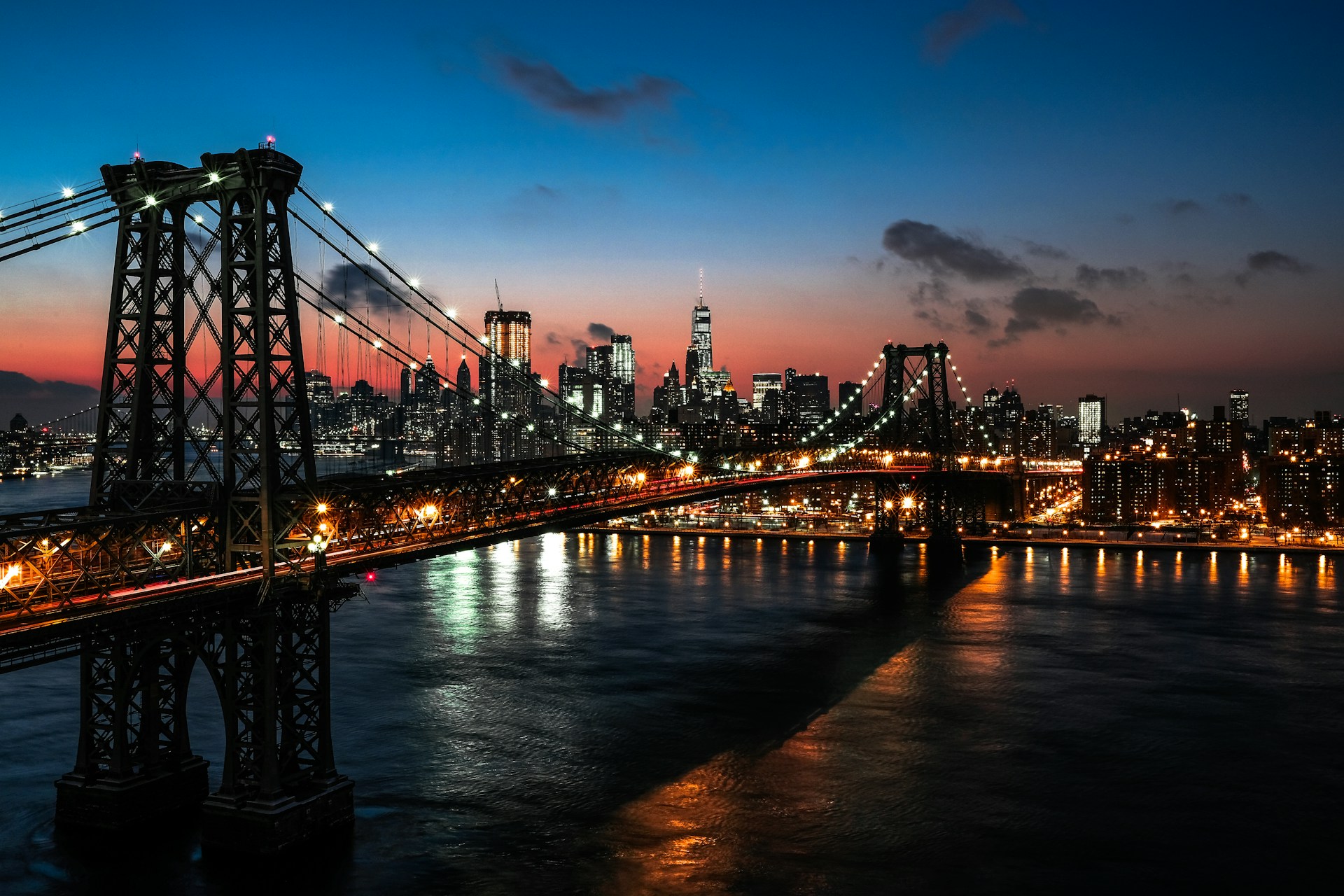 New york bridge at night