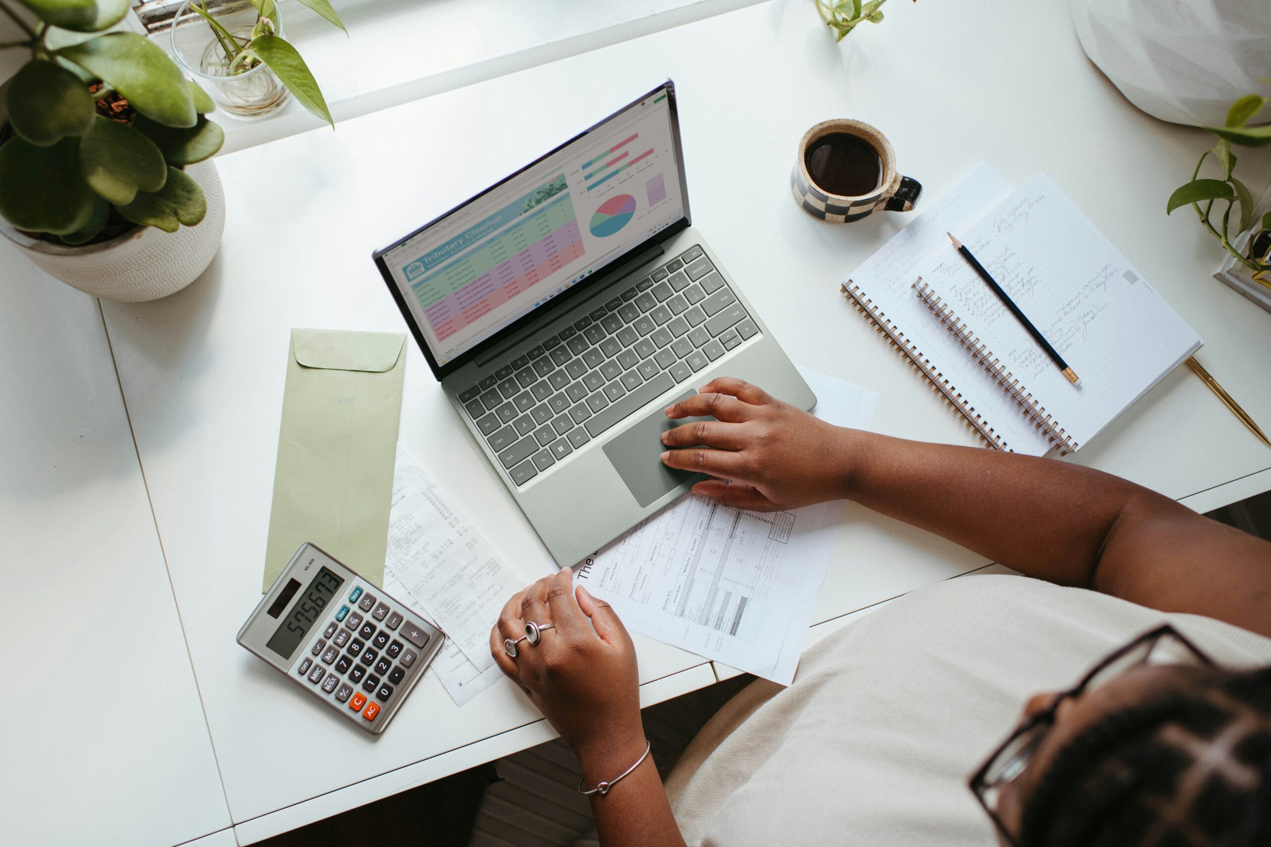 Business person working on a laptop