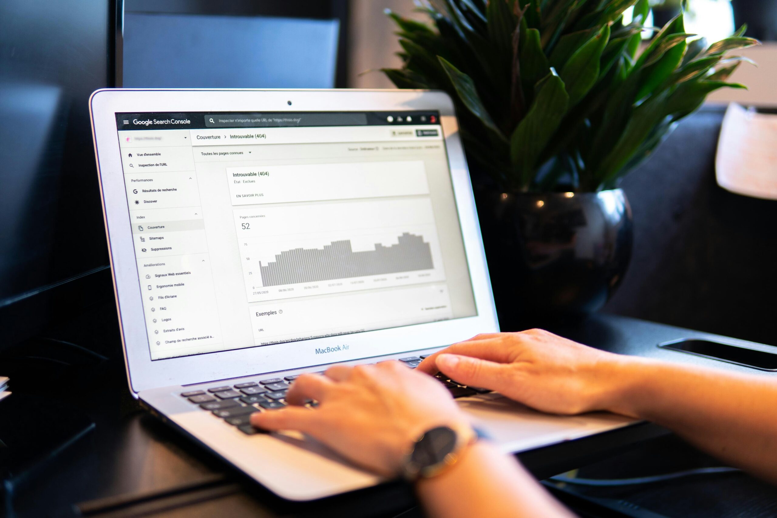 Man typing on computer on google search console