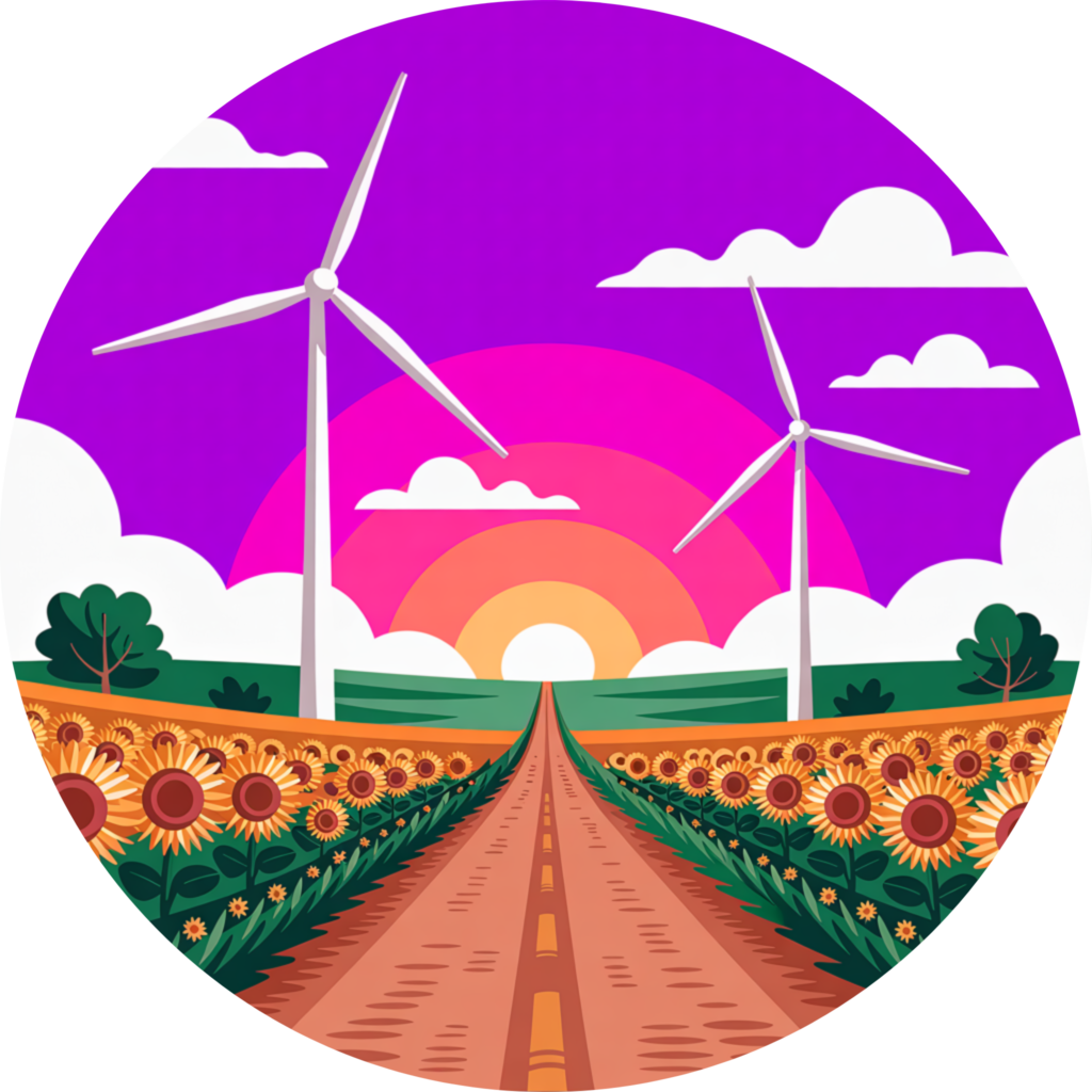 Kansas sunflower field logo
