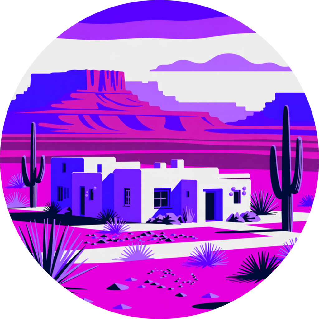 New Mexico desert house logo
