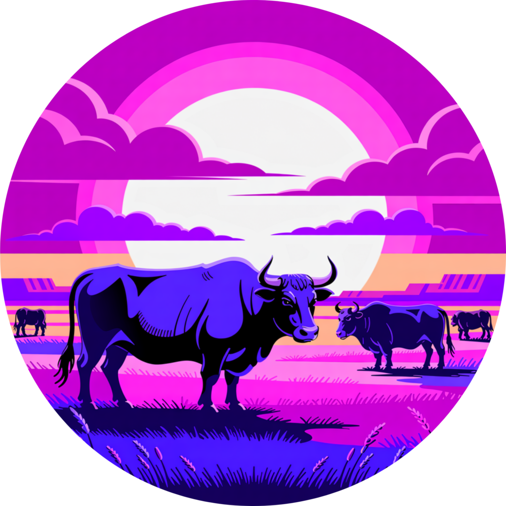 North Dakota ox in field logo