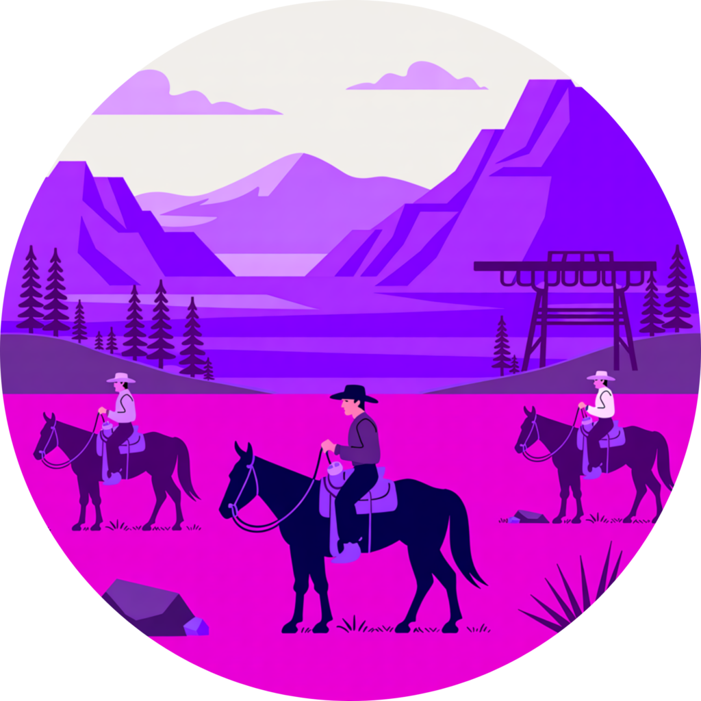 Wyoming cowboy on horses logo