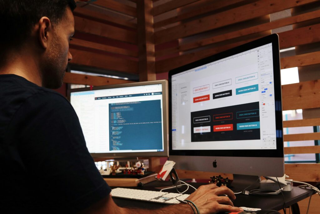 man on computer