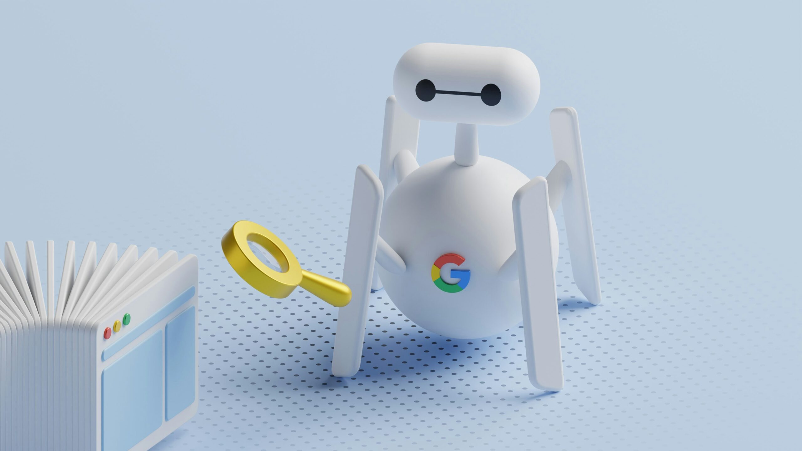 google robot with magnifying glass