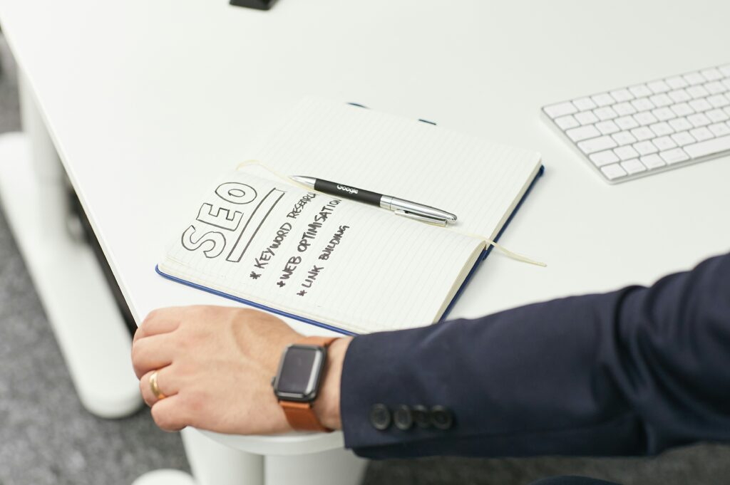 Seo notebook on table