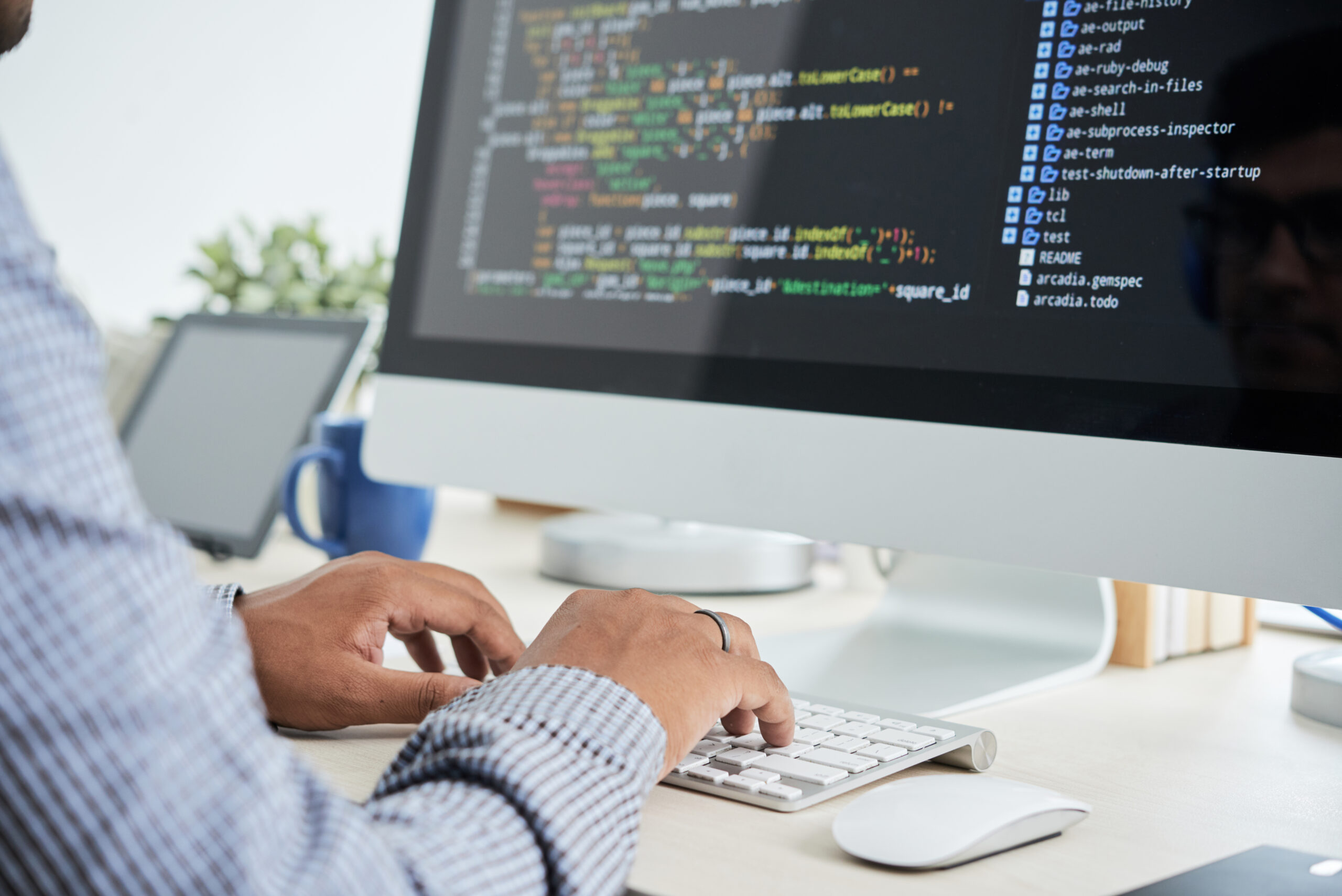 Cropped image of seo specialist working on code