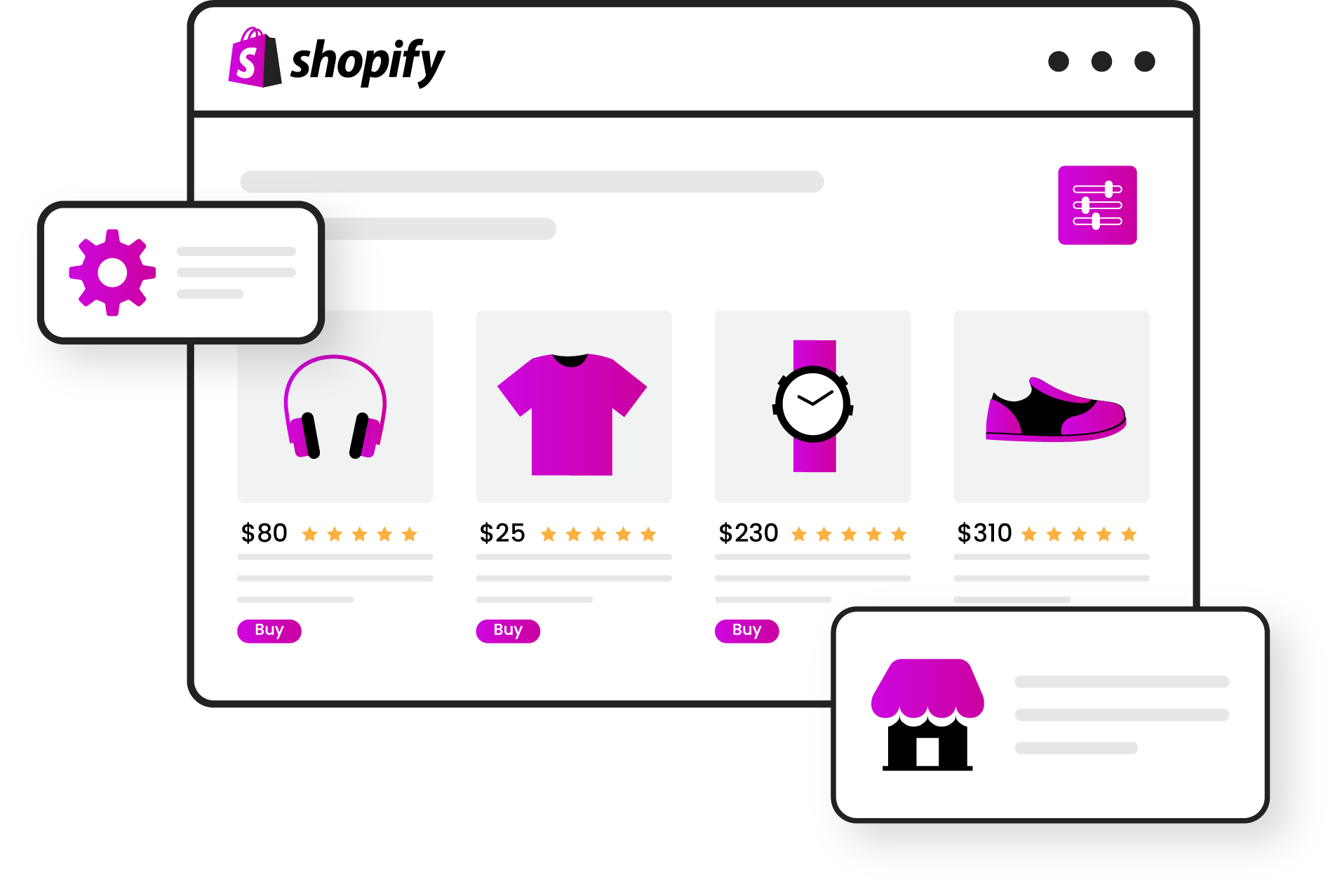 Shopify website development page