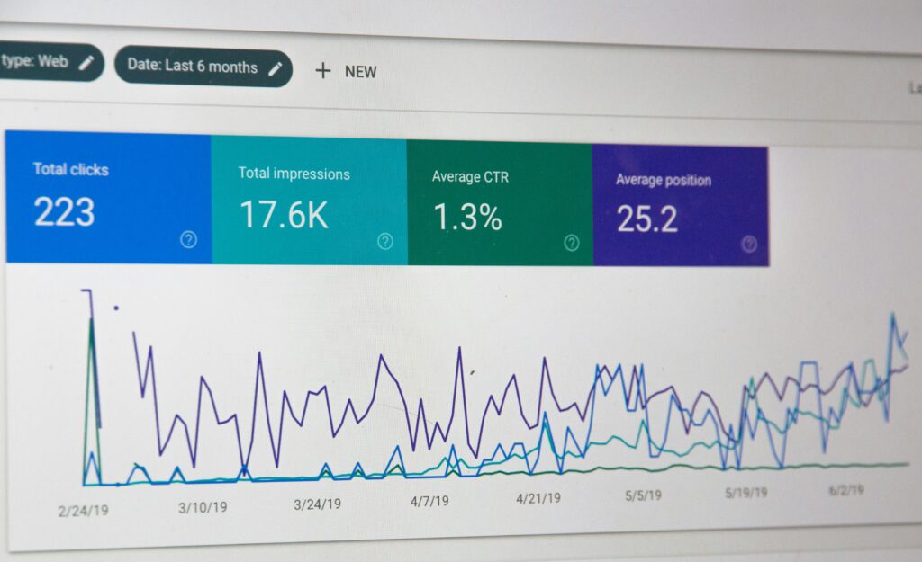 computer screen with google search console graph