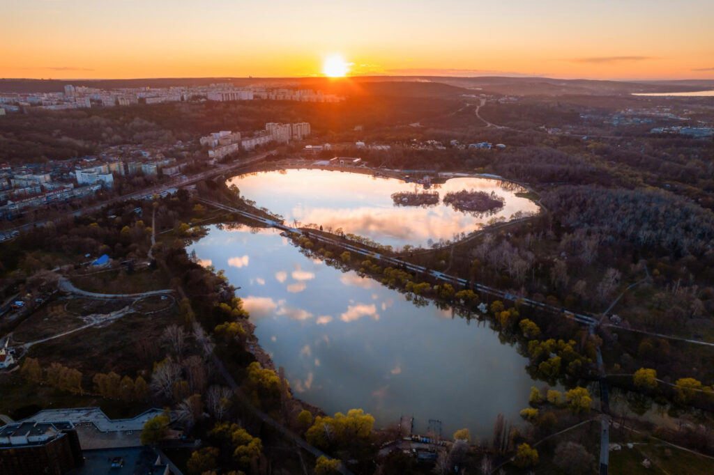 Ariel view of Connecticut lake