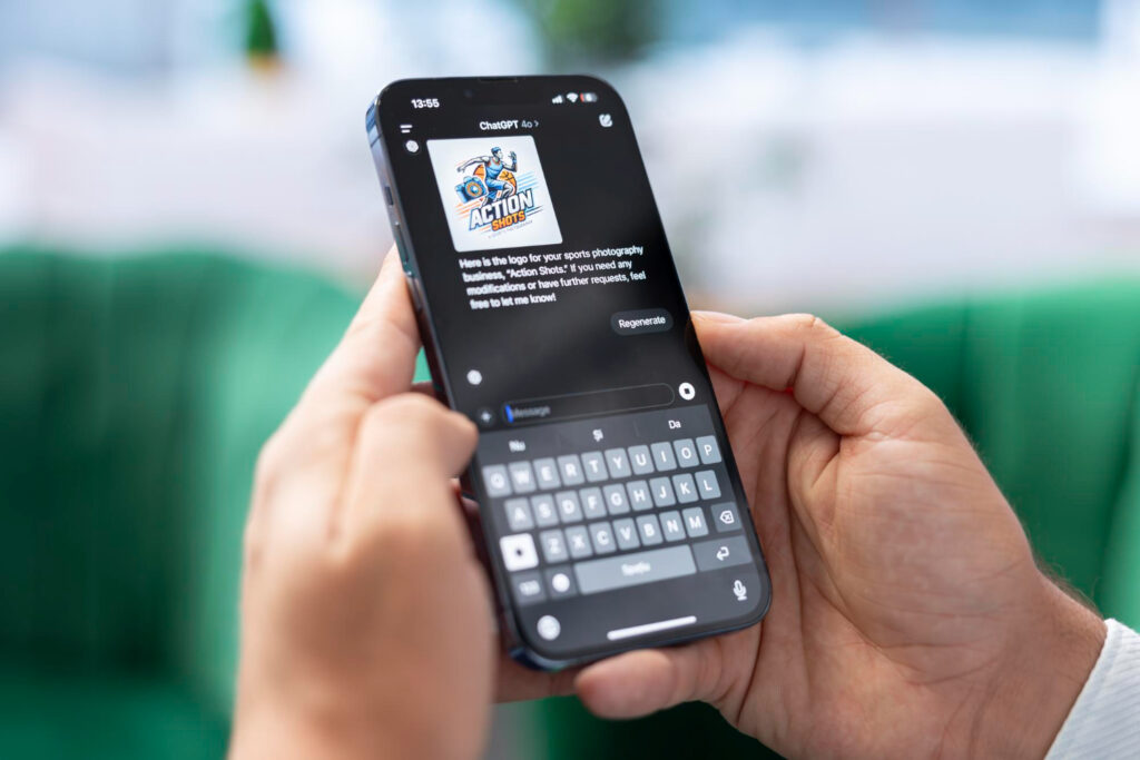 Bucareste, Romênia, 30 de julho de 2024: chat com inteligência artificial em um aplicativo móvel.