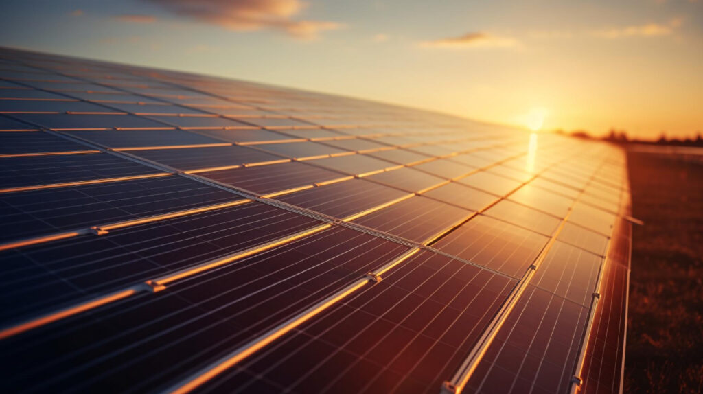 Solar panels on the rooftop with sunlight green energy alternative energy