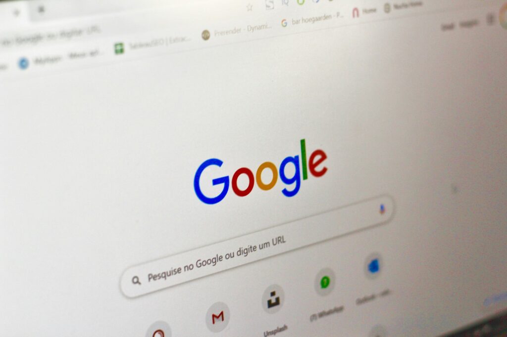 Computer screen showing the Google search page