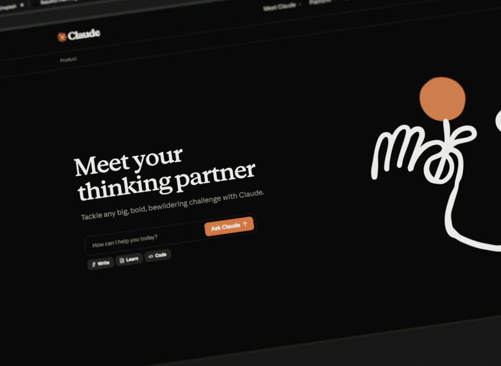 Laptop screen showing the Claude AI assistant homepage