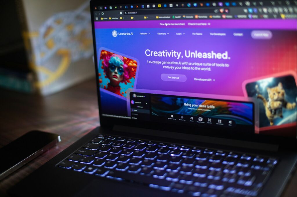 Laptop showing an AI website on screen